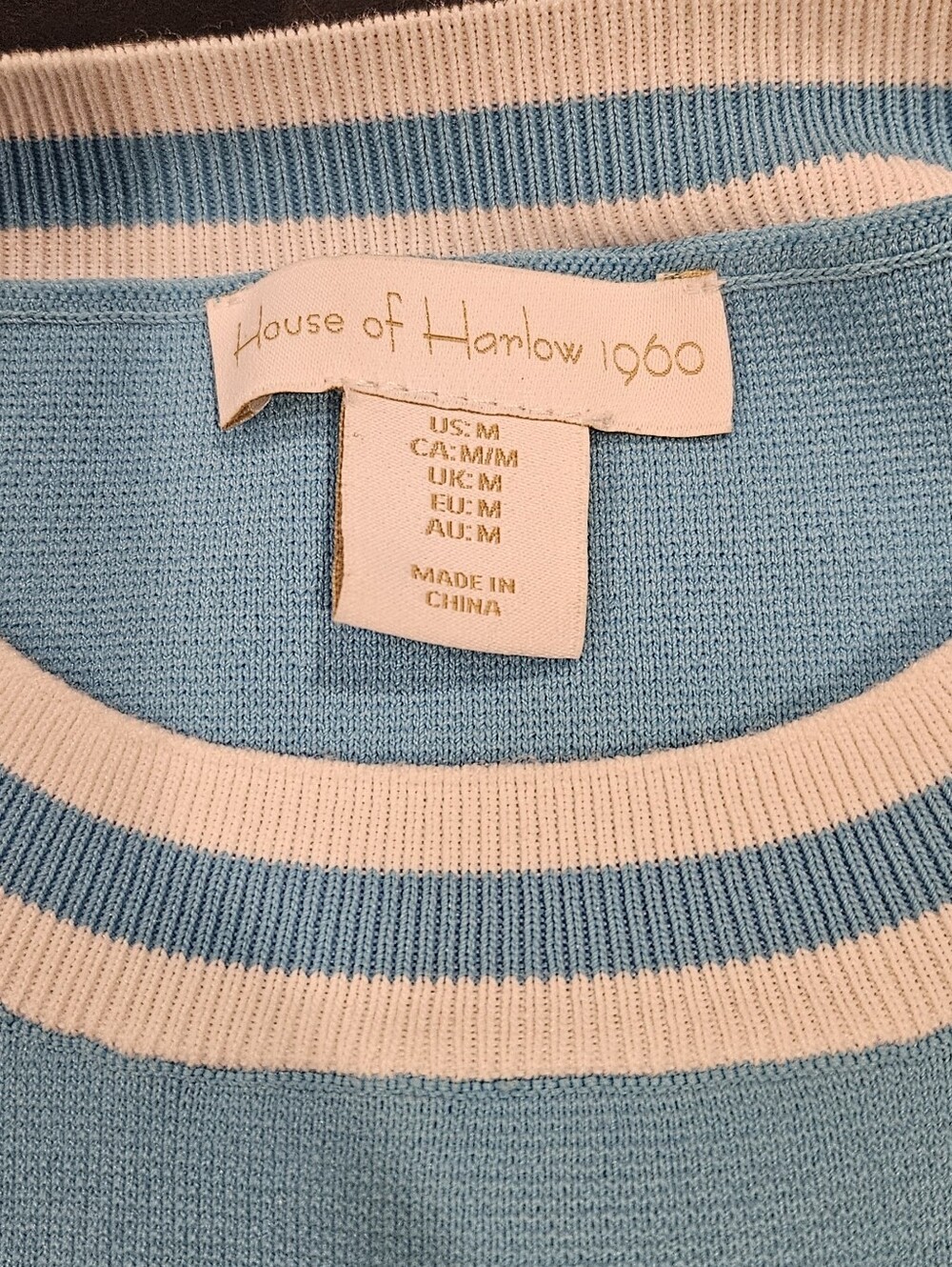 House of Harlow 1960 Light Blue and White Striped Crewneck Sweater